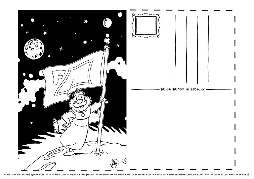 Binnenstebuiten 2 kleurplaat-ansichtkaart